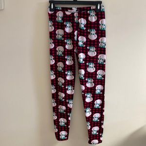 Fleece Lined Snowman Leggings S/M